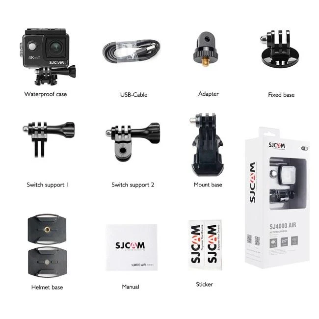 Veiksmo kamera SJCam SJ4000 AIR 4K Wi-Fi Juoda
