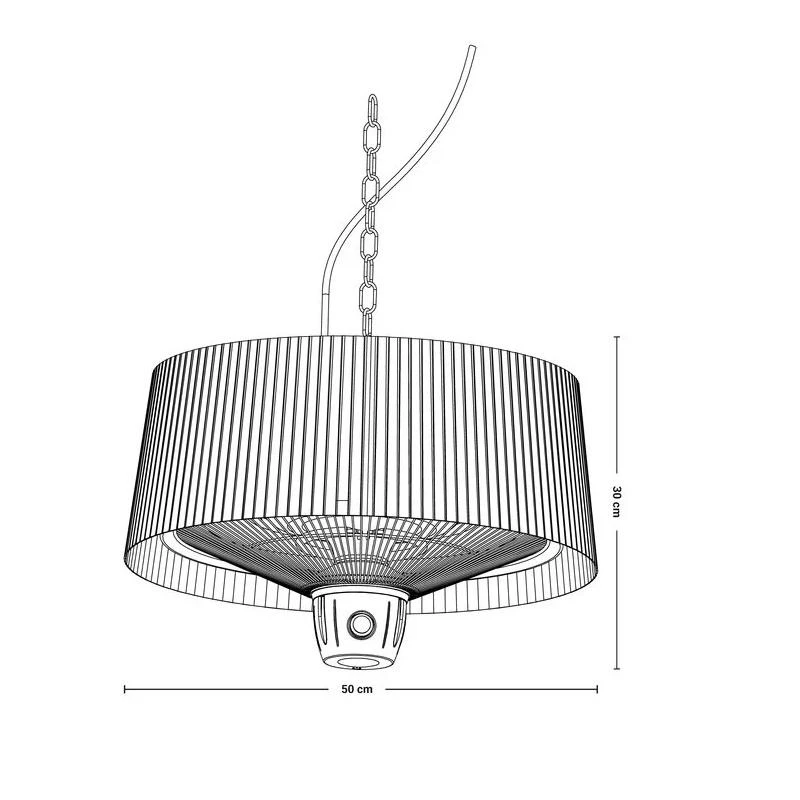 SUNRED | Šildytuvas | ARTIX C-HB, kompaktiškas šviesus pakabinamas | Infraraudonųjų spindulių | 1500 W | Juodas | IP24