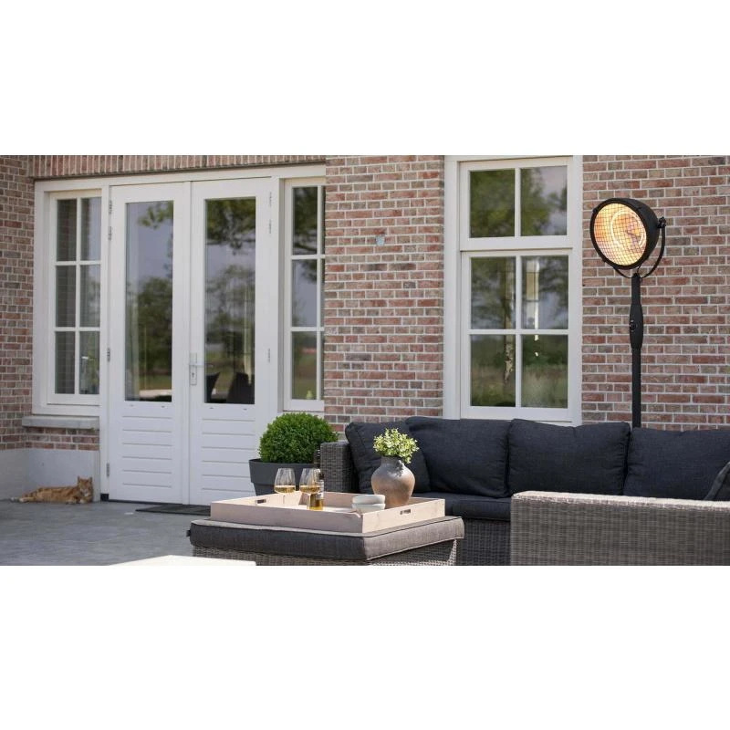 SUNRED® Indus Bright pastatomas infraraudonųjų spindulių terasos šildytuvas RSS19, 2100 W, Juodas