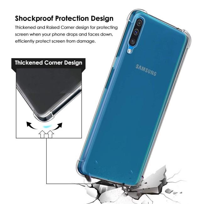 Pferd TakeMe Anti-Shock Extra Protection 0,5 mm Galinio dangtelio dėklas, skirtas Samsung Galaxy A20s (A207F) Skaidrus