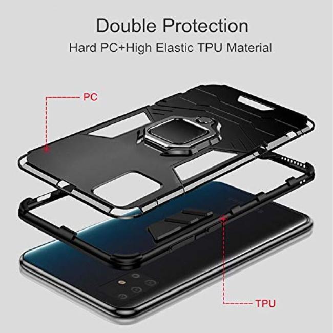 Pferd TakeMe Armor Stand Back Dėklas / piršto žiedas / automobilio laikiklio magnetas, skirtas Samsung Galaxy A32 (A326) 5G Juodas