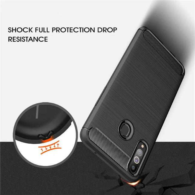 Pferd TakeMe CARBON efekto TPU itin plonas galinio dangtelio dėklas, skirtas Samsung Galaxy A20s (A207F) juodas