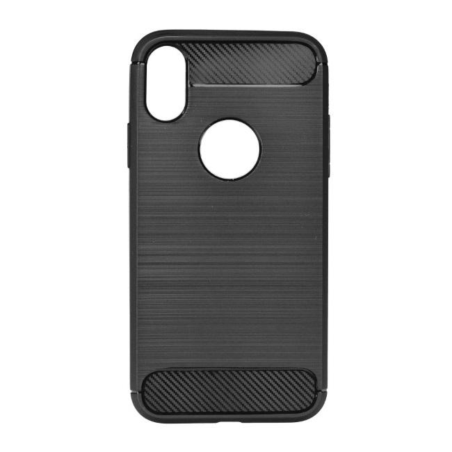 TakeMe CARBON efekto TPU itin plonas galinio dangtelio dėklas, skirtas Apple iPhone Xs Max Juodas