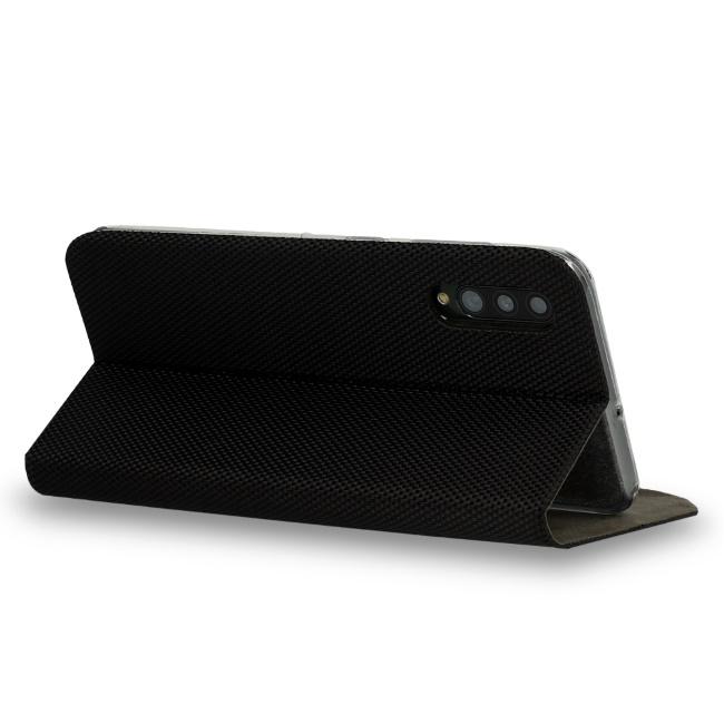 TakeMe Fabric serijos Smart Magnetic Fix Book dėklas skirtas Samsung Galaxy M31s (M317F), juodas