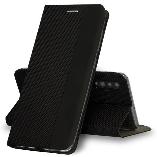 TakeMe Fabric serijos Smart Magnetic Fix Book dėklas skirtas Samsung Galaxy M31s (M317F), juodas