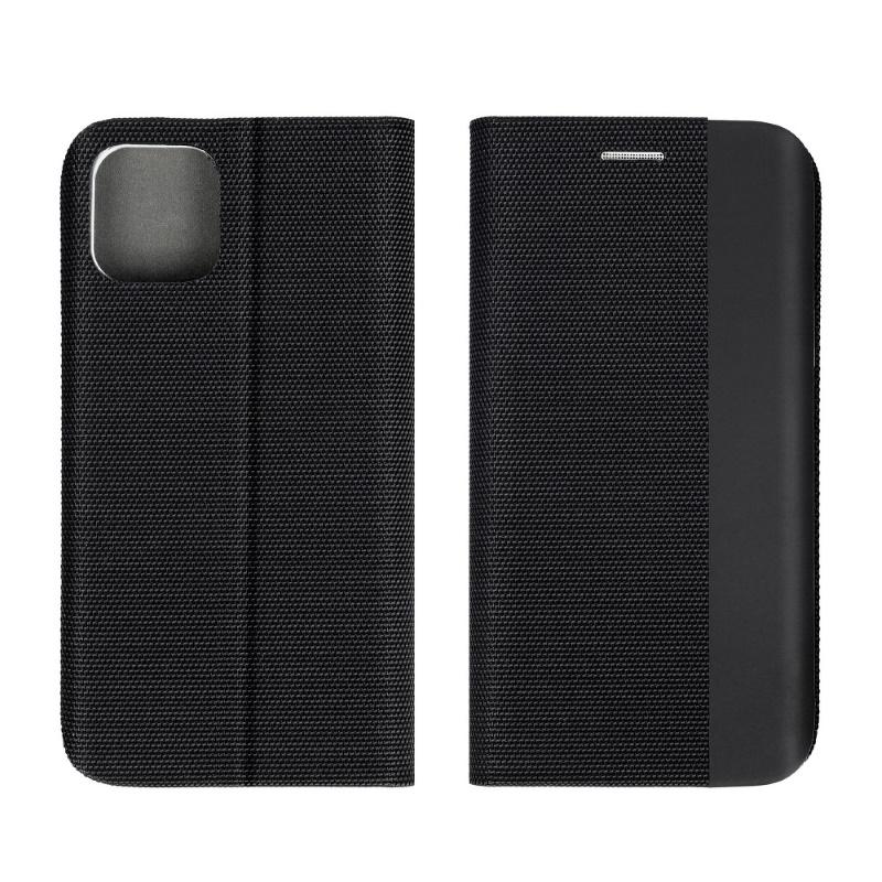 TakeMe Fabric serijos Smart Magnetic Fix Book dėklas skirtas Samsung Galaxy M31s (M317F), juodas