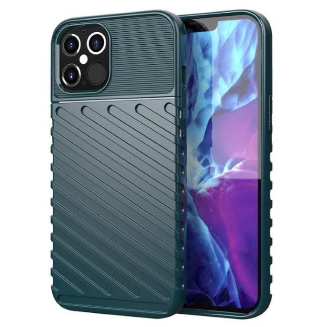 TakeMe Thunder TPU itin plonas galinio dangtelio dėklas, skirtas Apple iPhone 12 Pro Max Tamsiai žalias