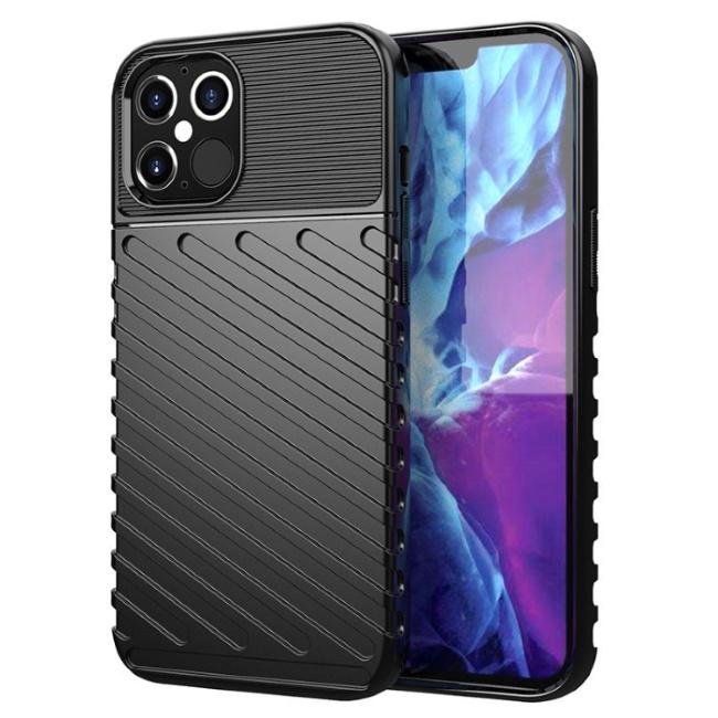 TakeMe Thunder TPU itin plonas galinio dangtelio dėklas, skirtas Apple iPhone 12 Pro Max Juodas
