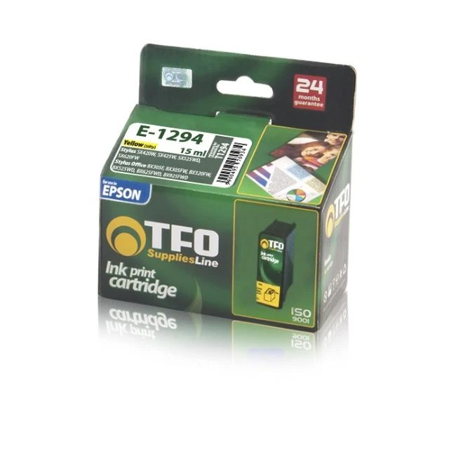 TFO Epson T1294 Geltona rašalo kasetė 15 ml (C13T12944010) B42WD SX230 WF-3010DW HQ Premium Analog