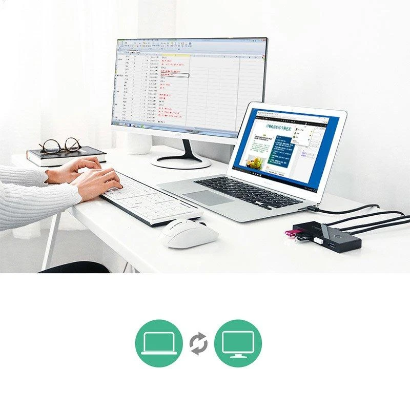 USB jungiklis KVM USB 2x4 UGREEN USB 2.0