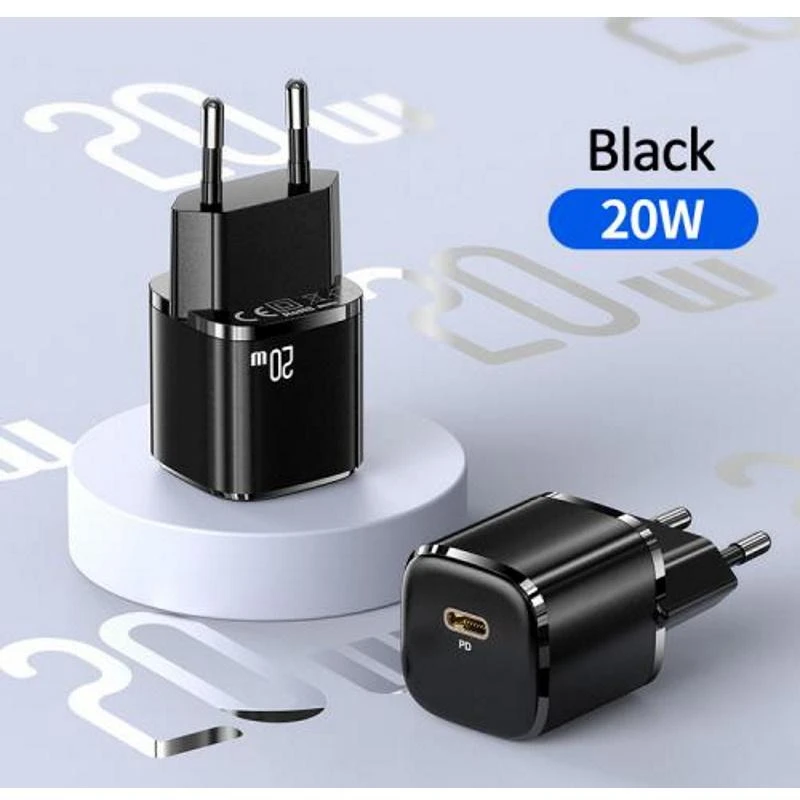USAMS TRAVEL CHARGER 1XUSB-C T36 MINI 20W Juodas