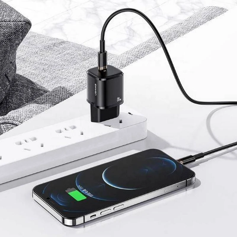 USAMS TRAVEL CHARGER 1XUSB-C T36 MINI 20W Juodas