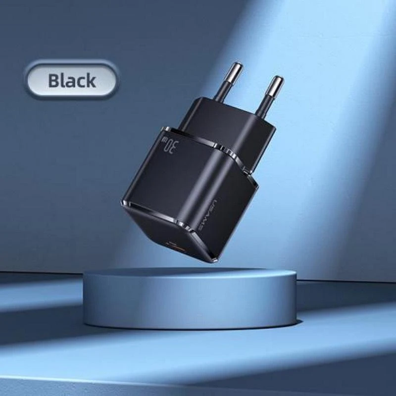USAMS Laidinis įkroviklis 1xUSB-C T45 mini 30W (only head) PD3.0 Fast Charging juodos spalvos CC148TC01 (US-CC14)