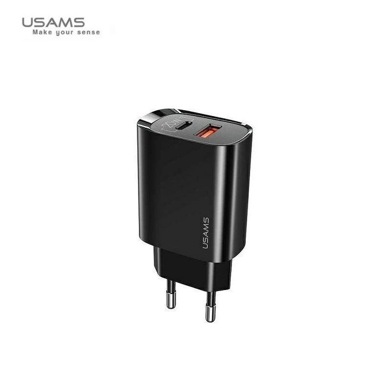 USAMS 20W sieninis įkroviklis su USB-C ir USB jungtimis