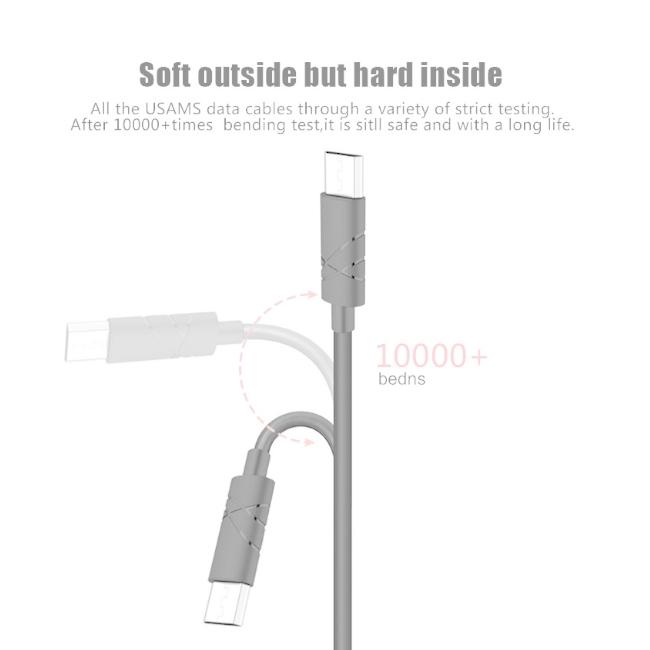 Usams U-GEE universalus silikoninis mikro USB duomenų ir įkroviklio kabelis 1m