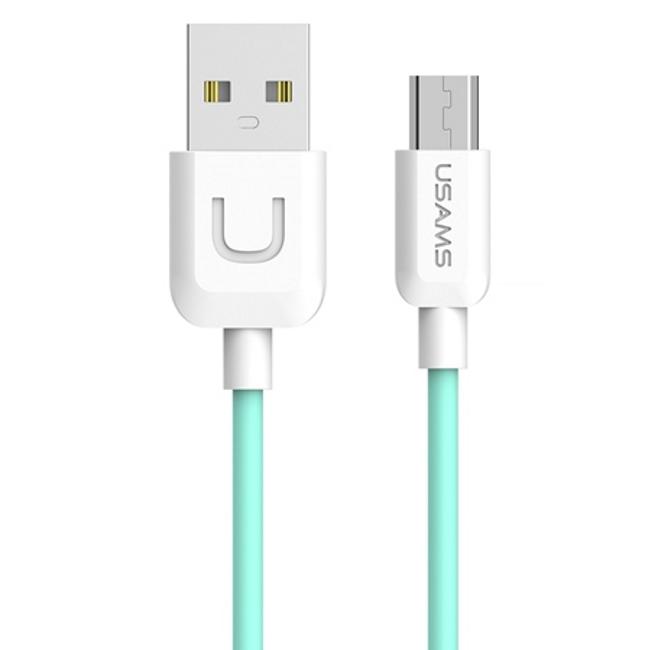 Usams US-SJ098 U-Turn Patvarus TPE universalus mikro USB prie USB duomenų ir greitas 2A įkroviklio laidas, 1 m žalias