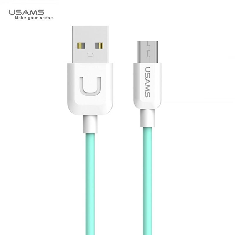 Usams US-SJ098 U-Turn Patvarus TPE universalus mikro USB prie USB duomenų ir greitas 2A įkroviklio laidas, 1 m žalias