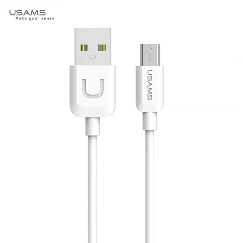 Štai vertimas: USAMS U-Turn microUSB kabelis 1 m baltos spalvos 2A MICUSBXD02 (US-SJ098)
