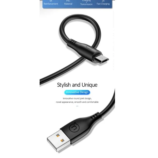USAMS U18 microUSB 2A Fast Charge Kabelis 1m juodos spalvos SJ268USB01 (US-SJ268)Zapytaj ChatGPT