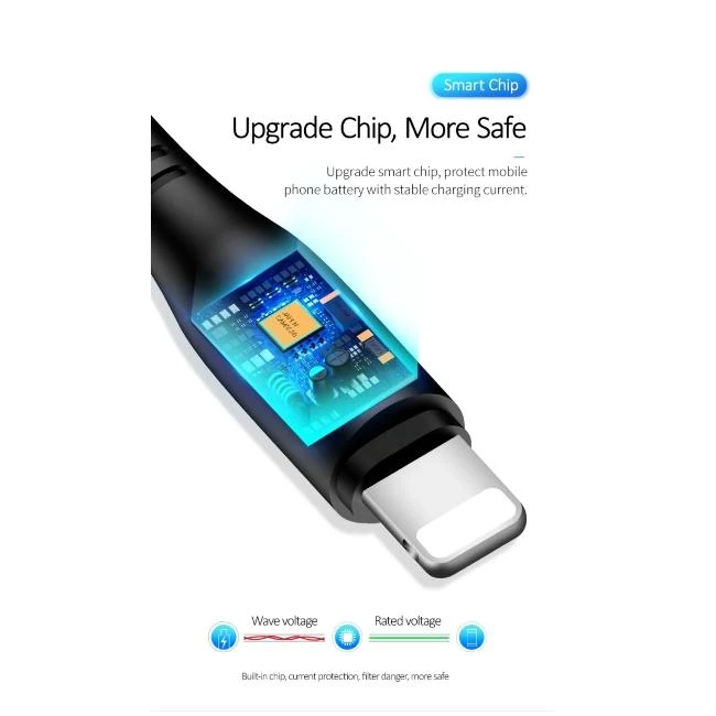 USAMS U18 Lightning 2A Fast Charge Kabelis 1m juodos spalvos SJ266USB01 (US-SJ266)