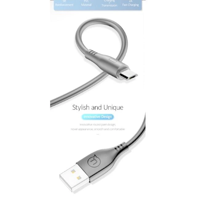 USAMS U18 microUSB 2A Fast Charge Kabelis 1m baltos spalvos SJ268USB02 (US-SJ268)