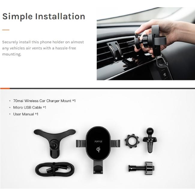 Usams Xiaomi Laikiklis grawitacyjny automobiliui 70Mai MiDrive