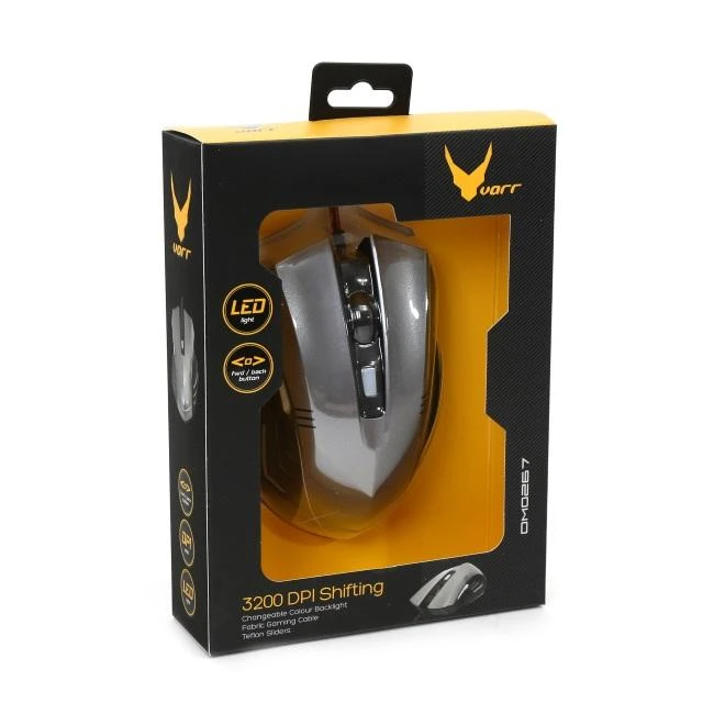 Omega Pelė VARR Gaming OM-270 su laidu, pilkos spalvos