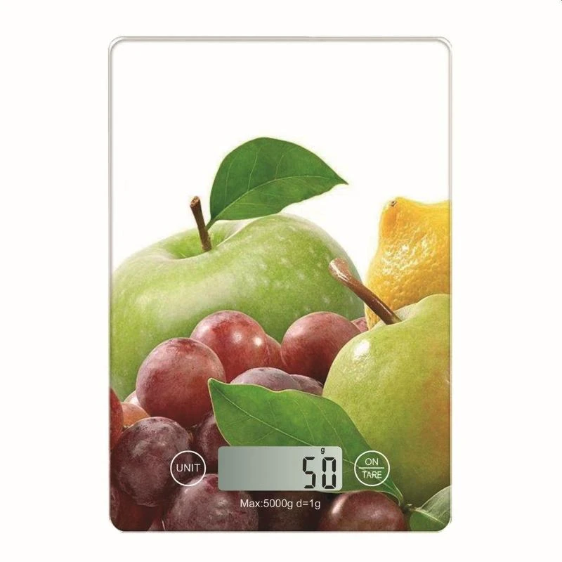 Virtuvinės svarstyklės Omega OBSKWA virtuvės svarstyklės grūdintas stiklas su LCD bloku (20 x 14,5 x 2 cm) (maks. 5kg) Baltas
