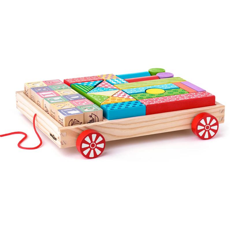 Woodyland Cart su kaladėlėmis/Antspaudais ABC