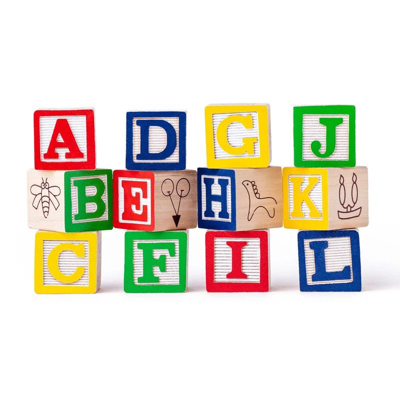 Woodyland Cart su kaladėlėmis/Antspaudais ABC