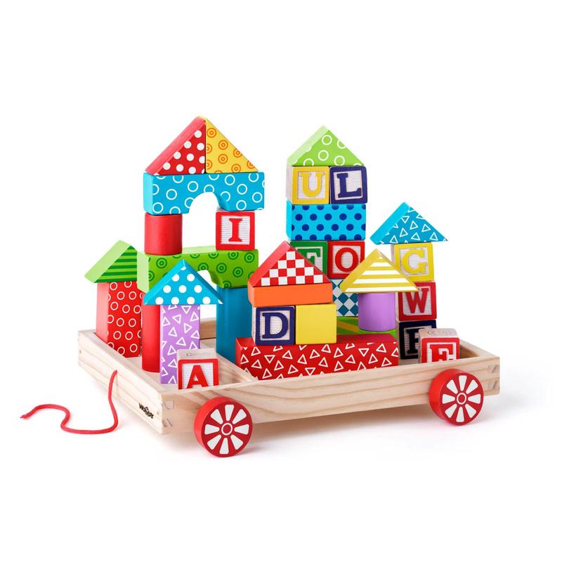 Woodyland Cart su kaladėlėmis/Antspaudais ABC