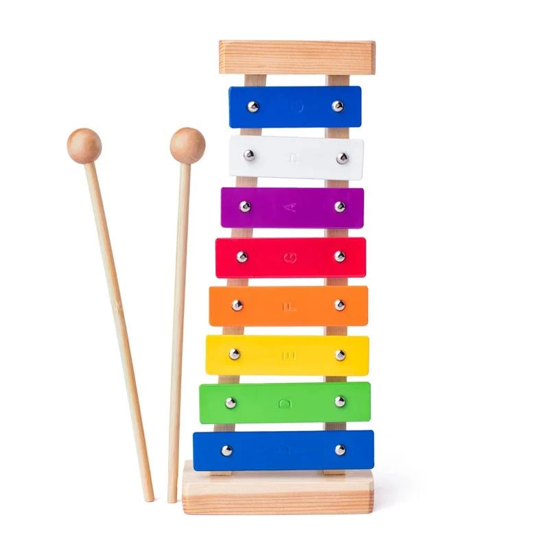 Woody 91892 Eco Wooden / Metal muzikos instrumentas - Spalvotas ksilofonas vaikams nuo 3 metų (25,5 cm)