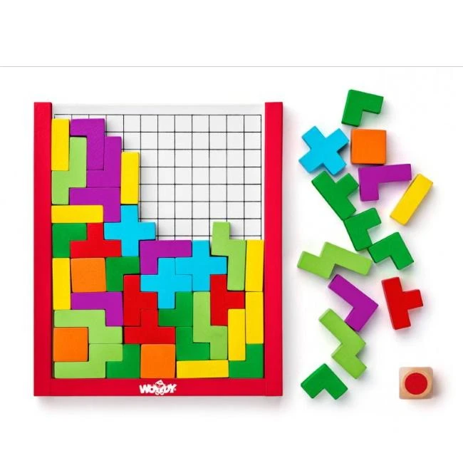 Woody 91918 Eco Wood Logical "Dėlionė" kauliukų žaidimas kaip Tetris (48vnt.) vaikams 3+ (17,5x15x1,9cm)