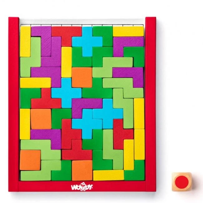 Woody 91918 Eco Wood Logical "Dėlionė" kauliukų žaidimas kaip Tetris (48vnt.) vaikams 3+ (17,5x15x1,9cm)