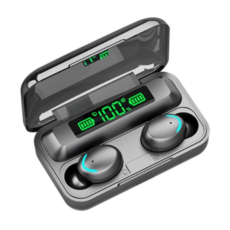 „WoW 5C Super-Fit TWS Bluetooth 5.1“ ausinės su HD mikrofonu, LED įkrovimu, USB įkrovikliu, juodos