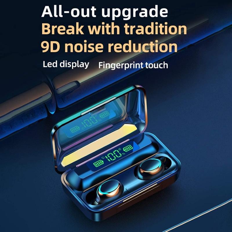 „WoW 5C Super-Fit TWS Bluetooth 5.1“ ausinės su HD mikrofonu, LED įkrovimu, USB įkrovikliu, juodos