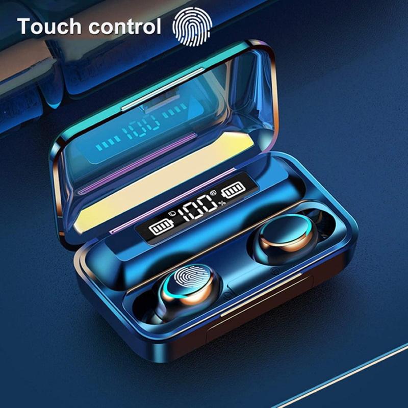 „WoW 5C Super-Fit TWS Bluetooth 5.1“ ausinės su HD mikrofonu, LED įkrovimu, USB įkrovikliu, juodos
