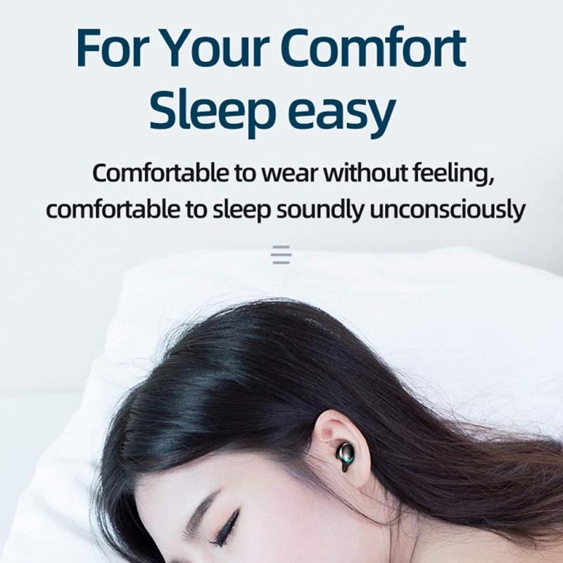 „WoW 5C Super-Fit TWS Bluetooth 5.1“ ausinės su HD mikrofonu, LED įkrovimu, USB įkrovikliu, juodos
