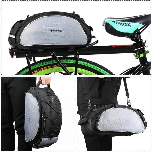 Wozinsky bike carrier bag with shoulder strap 13l juodos spalvos (WBB1BK)