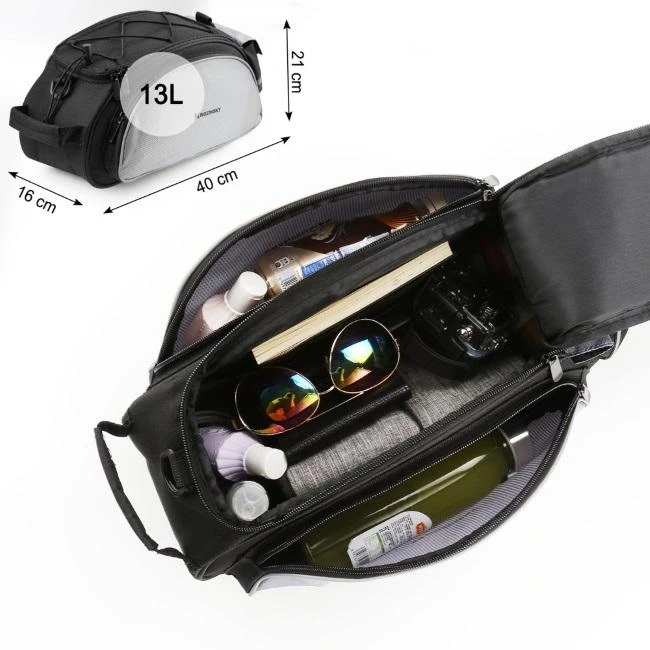 Wozinsky bike carrier bag with shoulder strap 13l juodos spalvos (WBB1BK)