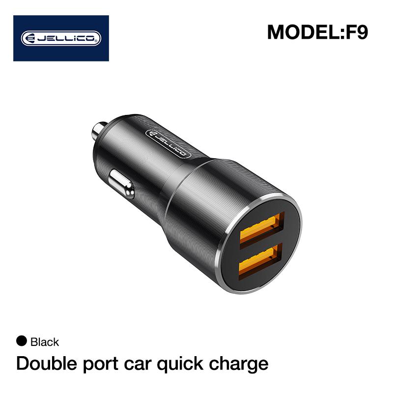 JELLICO automobilinis įkroviklis F9 36W 2xUSB QC3.0 Juodas