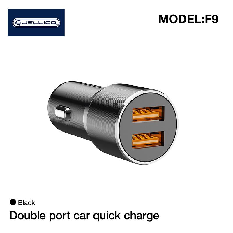 JELLICO automobilinis įkroviklis F9 36W 2xUSB QC3.0 Juodas