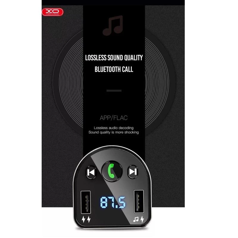 XO FM moduliatorius BCC01 Bluetooth MP3 automobilinis įkroviklis 15W juodos spalvos