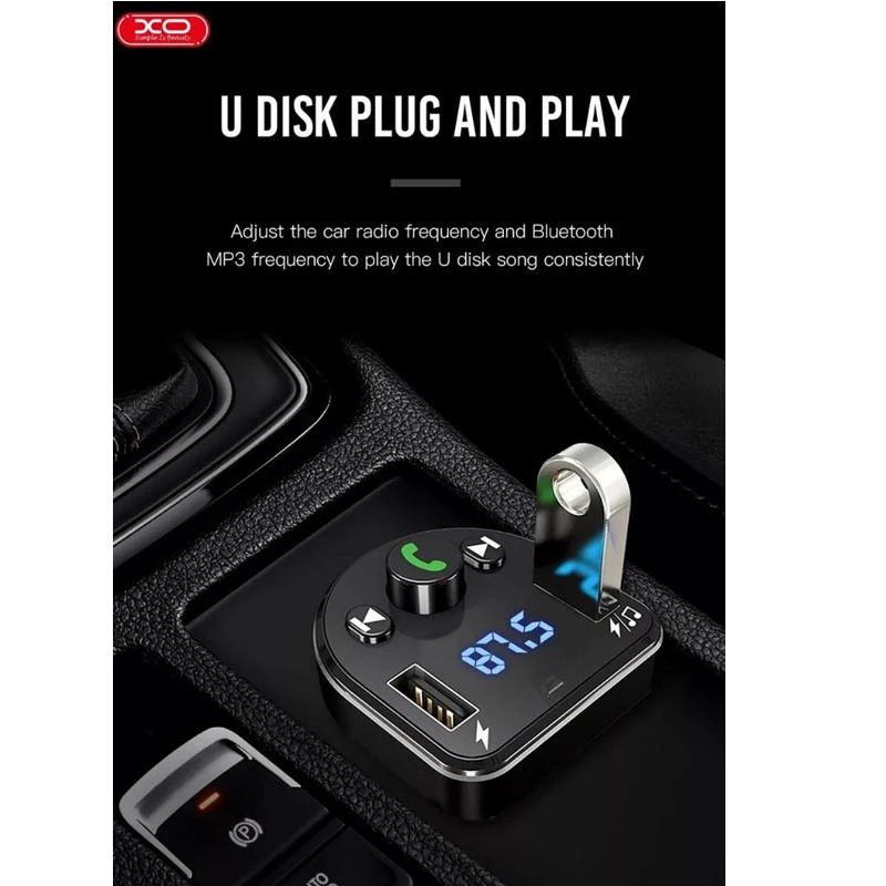 XO FM moduliatorius BCC01 Bluetooth MP3 automobilinis įkroviklis 15W juodos spalvos