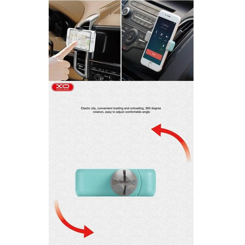 XO automobilinis laikiklis C8 juodas ventiliacijos grotelėms