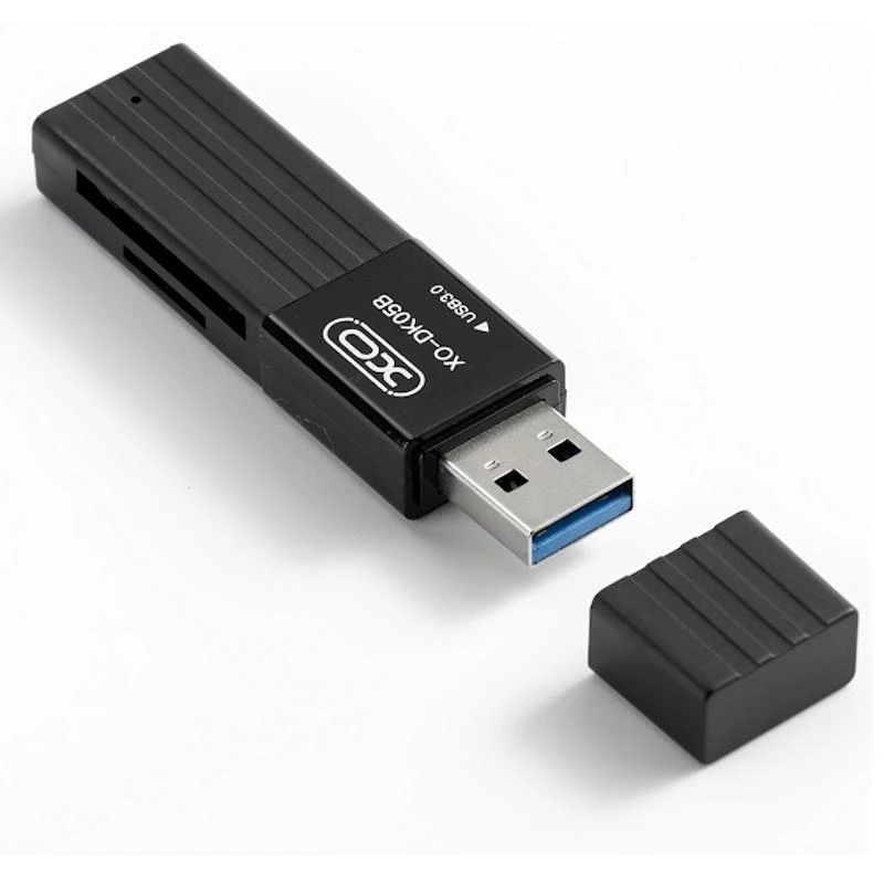 XO DK05B USB 3.0 atminties kortelių skaitytuvas 2W1 (juodas)