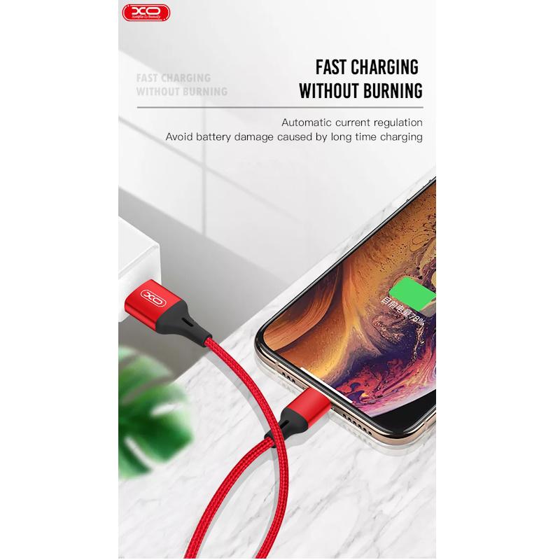 XO laidas NB143 USB – USB-C 2,0 m 2,4A juodas