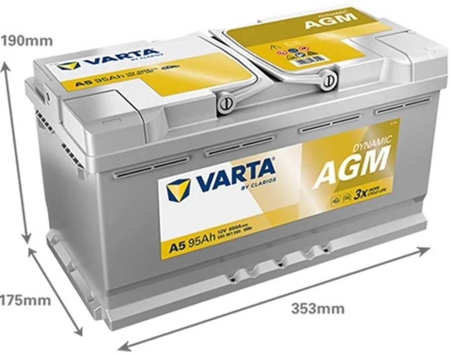 Akumuliatorius 95Ah 850A A5 VARTA Dynamic AGM 595901085