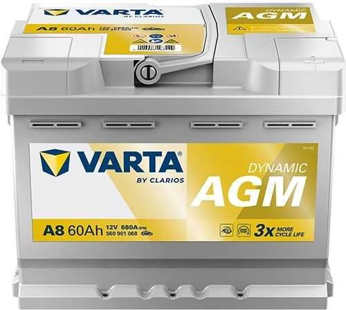 Akumuliatorius VARTA Sidabrinis A8 (560901068) 60Ah 680A AGM