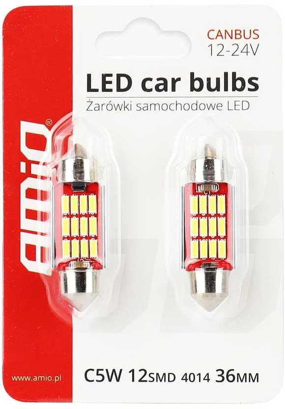 Amio LED lemputės C5W C10W 36mm 12V-24V